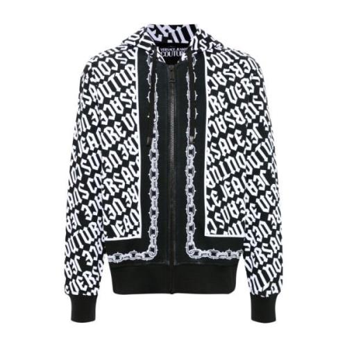 Zwarte Zip-Through Sweatshirt voor Mannen Versace Jeans Couture , Blac...