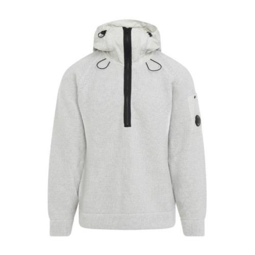 Off White Melange Gebreide Hoodie C.p. Company , White , Heren