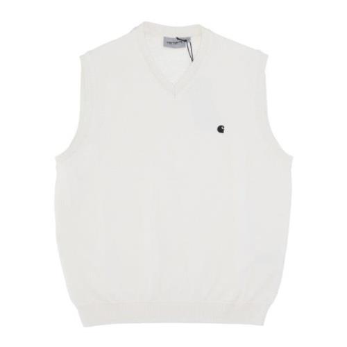 Mouwloos V-hals Vest Sweater Carhartt Wip , White , Heren