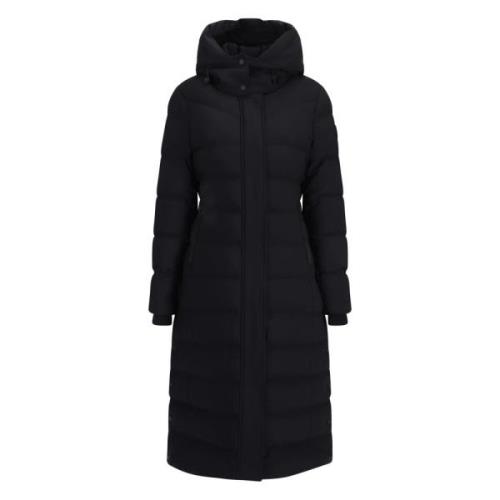 Zwarte Lange Parka met Capuchon Moose Knuckles , Black , Dames