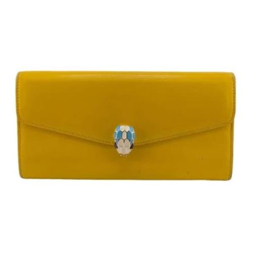 Pre-owned Leather wallets Bvlgari Vintage , Yellow , Dames