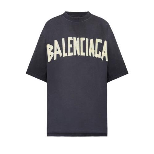 Tape Type T-Shirt Medium Fit Zwart Balenciaga , Black , Dames