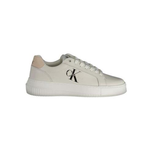 Witte polyester sneakers met contrastdetails Calvin Klein , White , Da...