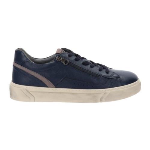 Heren leren sneakers Nerogiardini , Blue , Heren