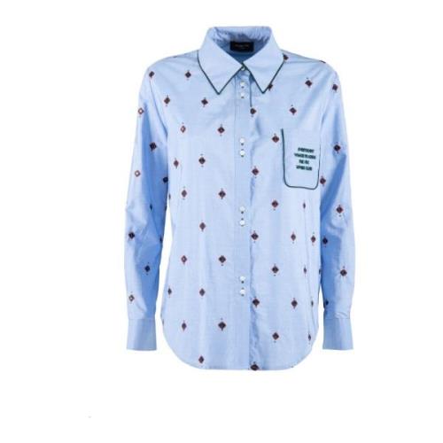 Blauwe Pailletten Zak Shirt Nenette , Blue , Dames