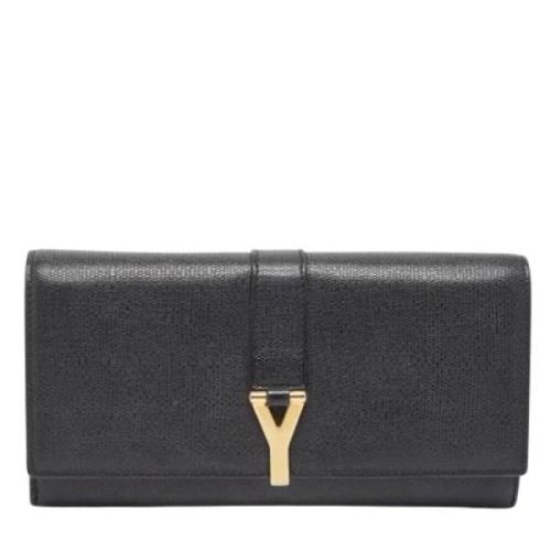 Pre-owned Leather wallets Yves Saint Laurent Vintage , Black , Dames