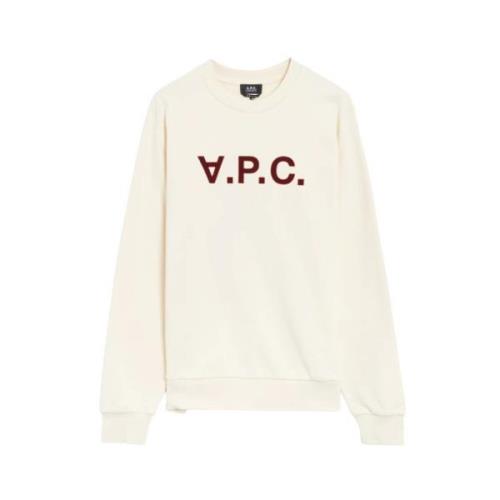 Katoenen Crewneck Sweater met Bedrukt Logo A.p.c. , Beige , Dames