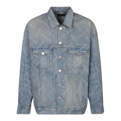 Blauwe Denim Blazer Jas Balenciaga , Blue , Heren