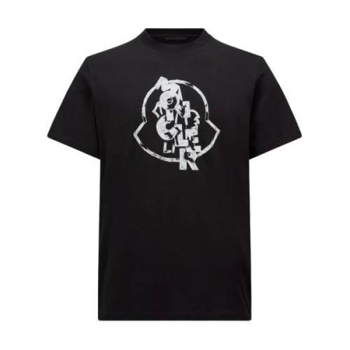 Tekst Branding Katoenen T-Shirt in Diverse Kleuren Moncler , Black , H...