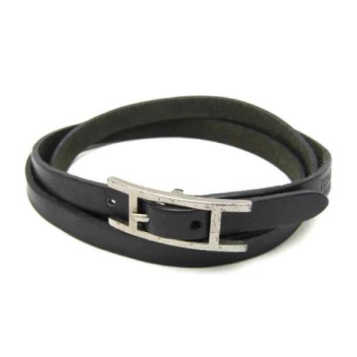 Pre-owned Leather bracelets Hermès Vintage , Black , Dames