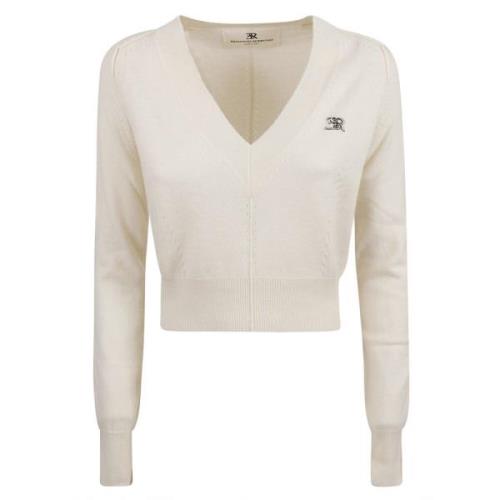 V-hals trui met lange mouwen Ermanno Scervino , Beige , Dames