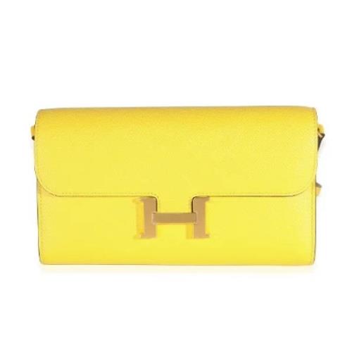 Pre-owned Leather crossbody-bags Hermès Vintage , Yellow , Dames