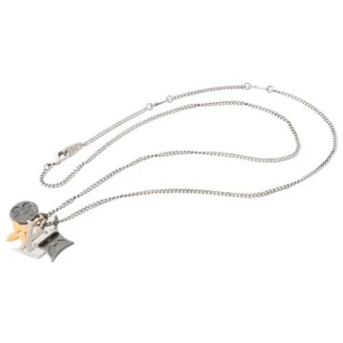 Pre-owned Metal necklaces Louis Vuitton Vintage , Gray , Dames