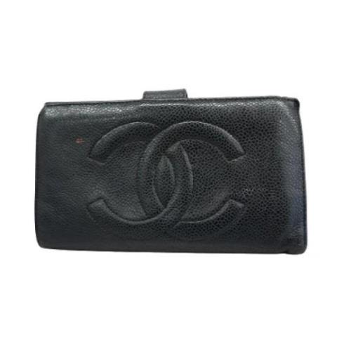 Pre-owned Leather wallets Chanel Vintage , Black , Dames