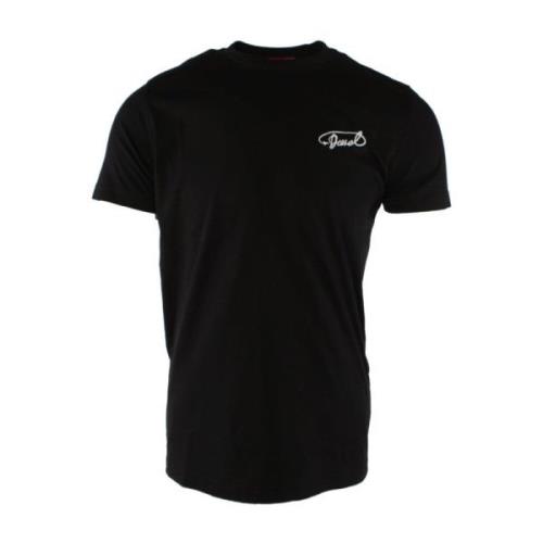 Klassiek Zwart Katoenen T-shirt met Logo Diesel , Black , Heren