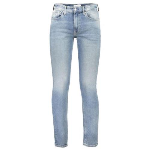 Blauwe Katoenen Slim Taper Jeans Calvin Klein , Blue , Heren