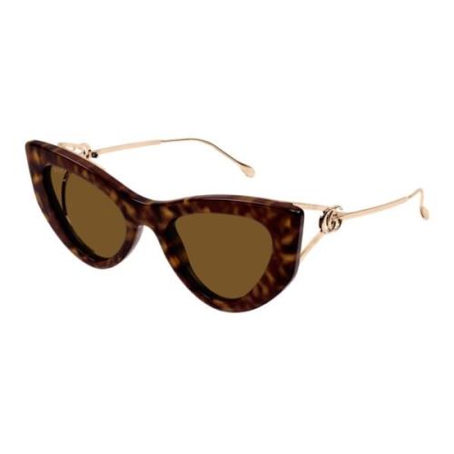 Cat-eye zonnebril met metalen frame Gucci , Brown , Unisex