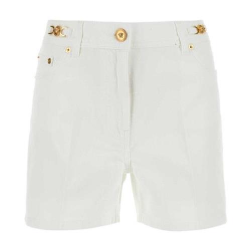 Stijlvolle witte denim shorts Versace , White , Dames