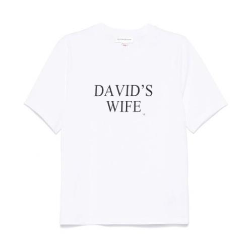 Witte Katoenen Slogan Print T-shirts Victoria Beckham , White , Dames