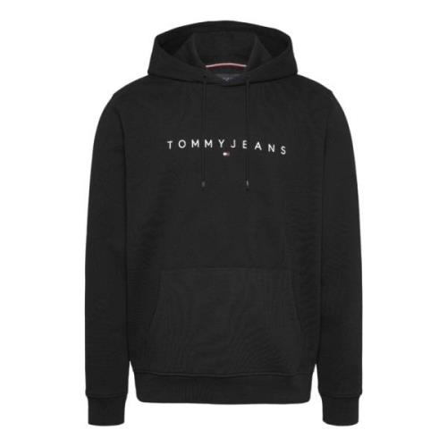 Zwarte Sweater Linear Logo Tommy Hilfiger , Black , Heren