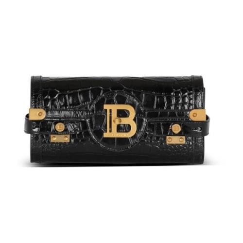 B-Buzz Pouch 23 leren clutch Balmain , Black , Dames