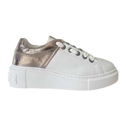 Witte Leren Sneaker Gunmetal Inzet Valentino , White , Dames