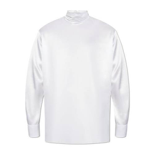 Zijden top met opstaande kraag Dolce & Gabbana , White , Heren