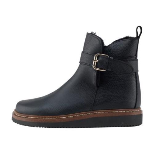 Zwarte Leren Laars met Voering Nature Footwear , Black , Dames