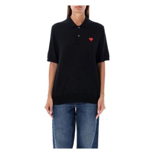 Rood Hart Gebreide Polo Zwart Comme des Garçons , Black , Dames