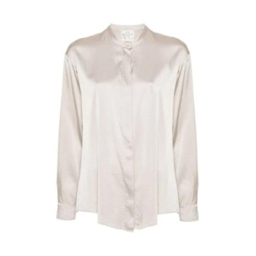 Zijden Mandarin Kraag Shirt Forte Forte , White , Dames