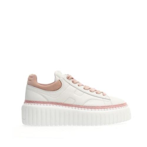 Gestreepte wit en roze sneakers Hogan , White , Dames