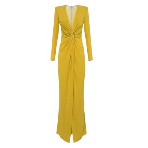 Gouden Knoop Lange Mouw Rode Tapijt Jurk Elisabetta Franchi , Yellow ,...