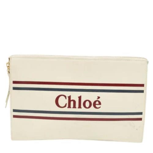 Pre-owned Leather clutches Chloé Pre-owned , White , Dames