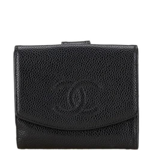 Pre-owned Leather wallets Chanel Vintage , Black , Dames