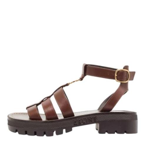 Pre-owned Leather sandals Celine Vintage , Brown , Dames