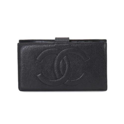 Pre-owned Leather wallets Chanel Vintage , Black , Dames