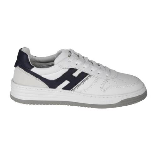 Platte Leren Schoenen Basket Pelle Hogan , White , Heren