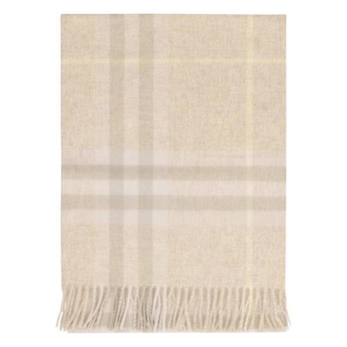 Luxe Geruite Cashmere Sjaal Burberry , Beige , Dames