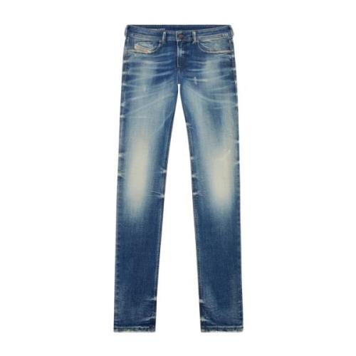 Blauwe Skinny Jeans met Vervaagd Effect Diesel , Blue , Heren