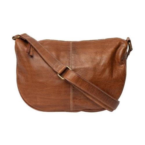 Vintage leren crossover tas Re:designed , Brown , Dames