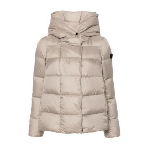 Gewatteerde Beige Jas met Capuchon Peuterey , Beige , Dames