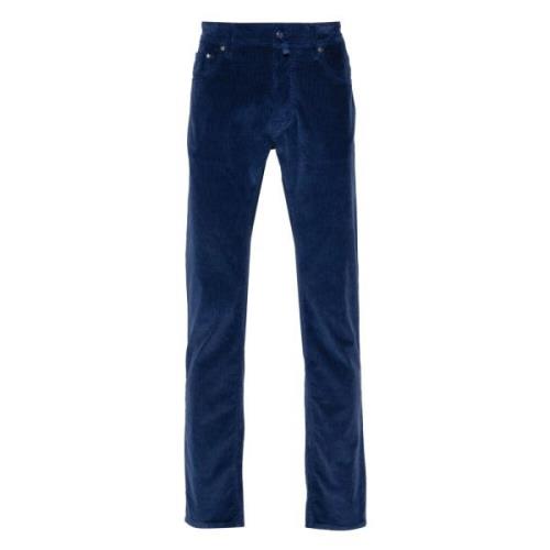 Ribfluwelen broek met binnendetails Jacob Cohën , Blue , Heren