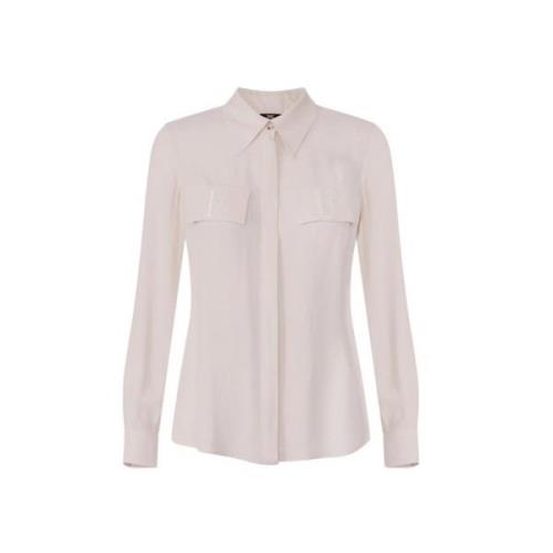 Geborduurd Logo Dubbele Georgette Shirt Elisabetta Franchi , White , D...