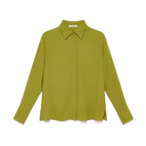 Fluid Crepe Blouse Maliparmi , Green , Dames