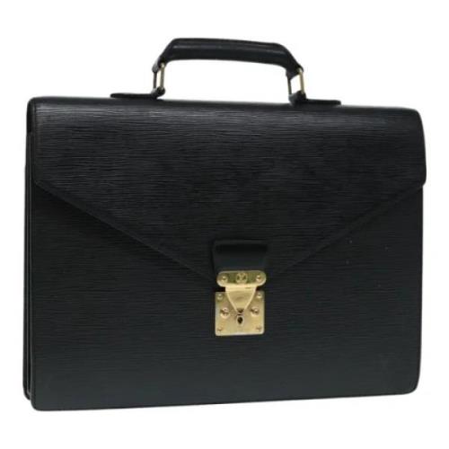 Pre-owned Leather briefcases Louis Vuitton Vintage , Black , Dames