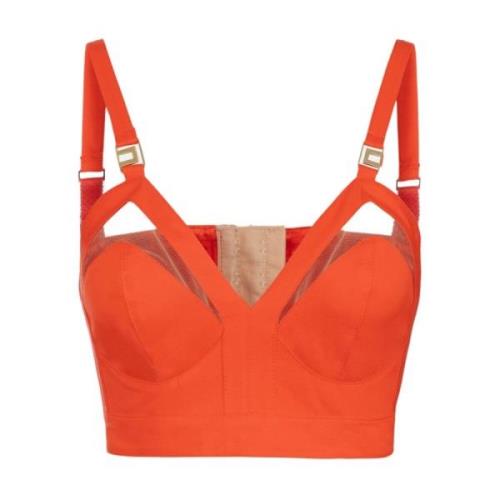 Katoenen Corset Top met Cut-Out Elisabetta Franchi , Orange , Dames