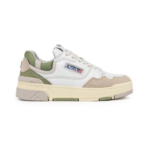 Retro witte sneakers met beige en groen Autry , White , Dames