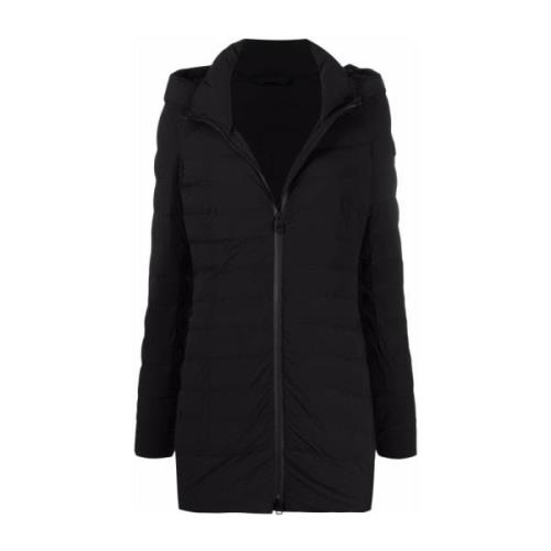 Zwarte gewatteerde jas met capuchon Peuterey , Black , Dames