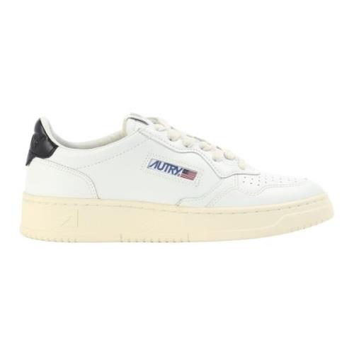 Zwarte Leren Lage Sneakers Autry , White , Dames