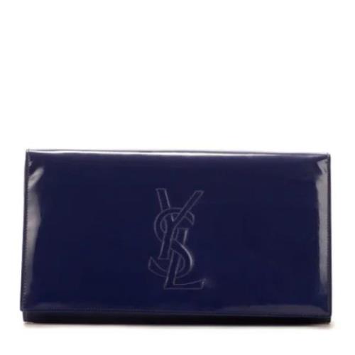 Pre-owned Leather clutches Yves Saint Laurent Vintage , Blue , Dames